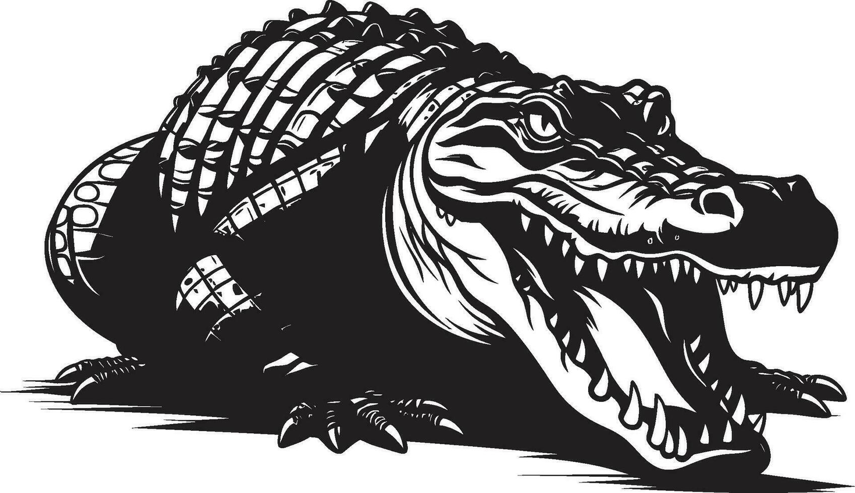 Reptilien- Majestät Vektor Alligator Symbol lauern souverän schwarz Alligator Emblem