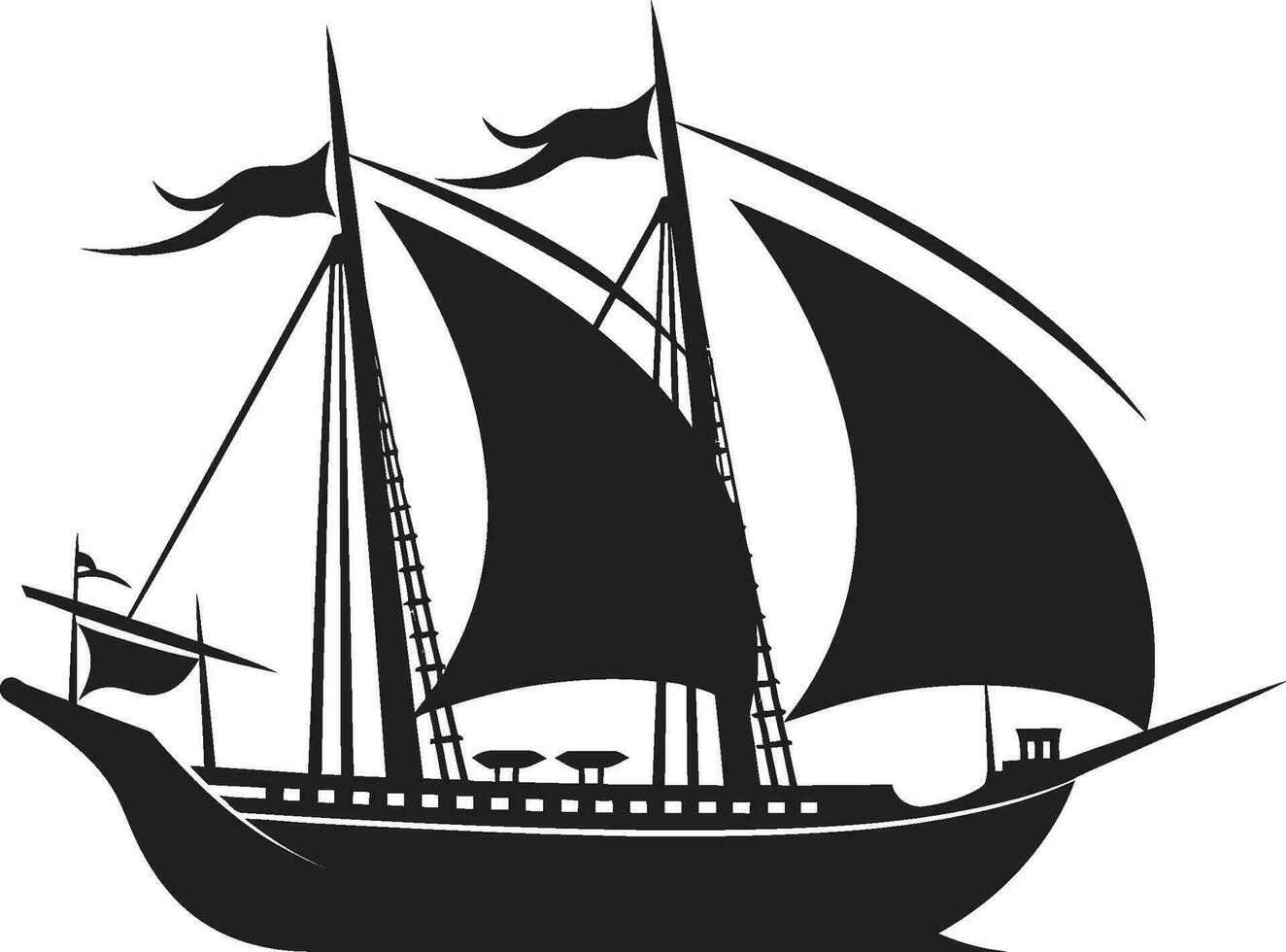 tidlös galeon gammal fartyg ikon antik odyssey svart fartyg emblem design vektor