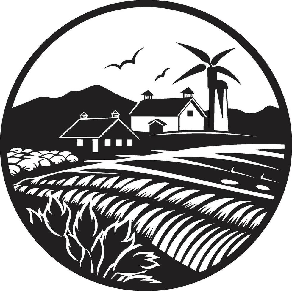 rustik hemman svart emblem design natur s skörda vektor bondgård logotyp