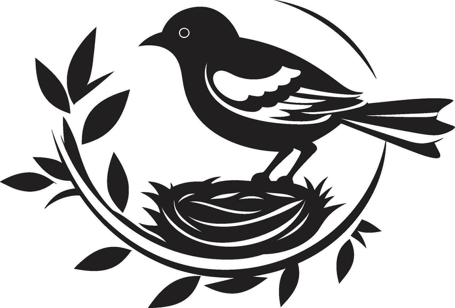 Nestgewebe schwarz Logo Nest Design Vogel Kunst Vektor Nest Symbol