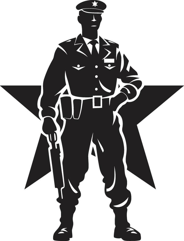 Kampf Mahnwache bewaffnet Kräfte Vektor Design Soldat s Entschlossenheit schwarz Soldat Symbol