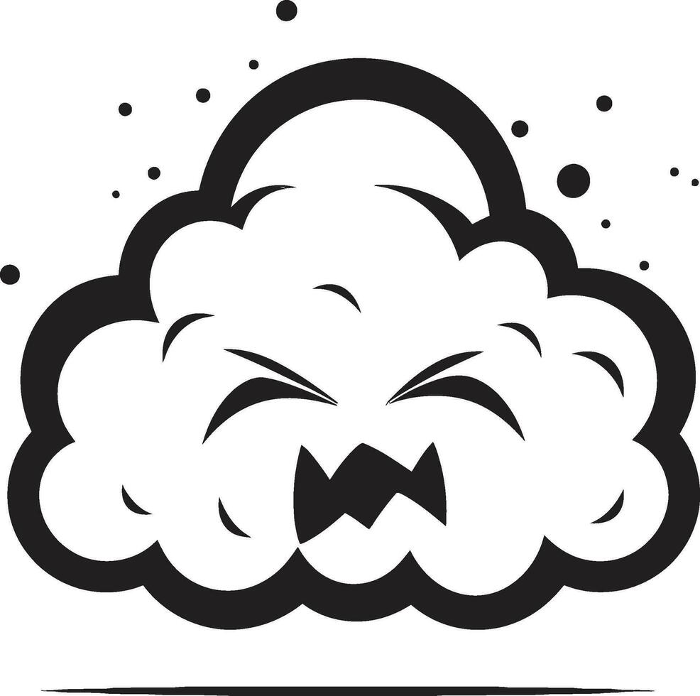stormig vrede vektor arg moln ikon upprörd nimbus svart tecknad serie moln emblem
