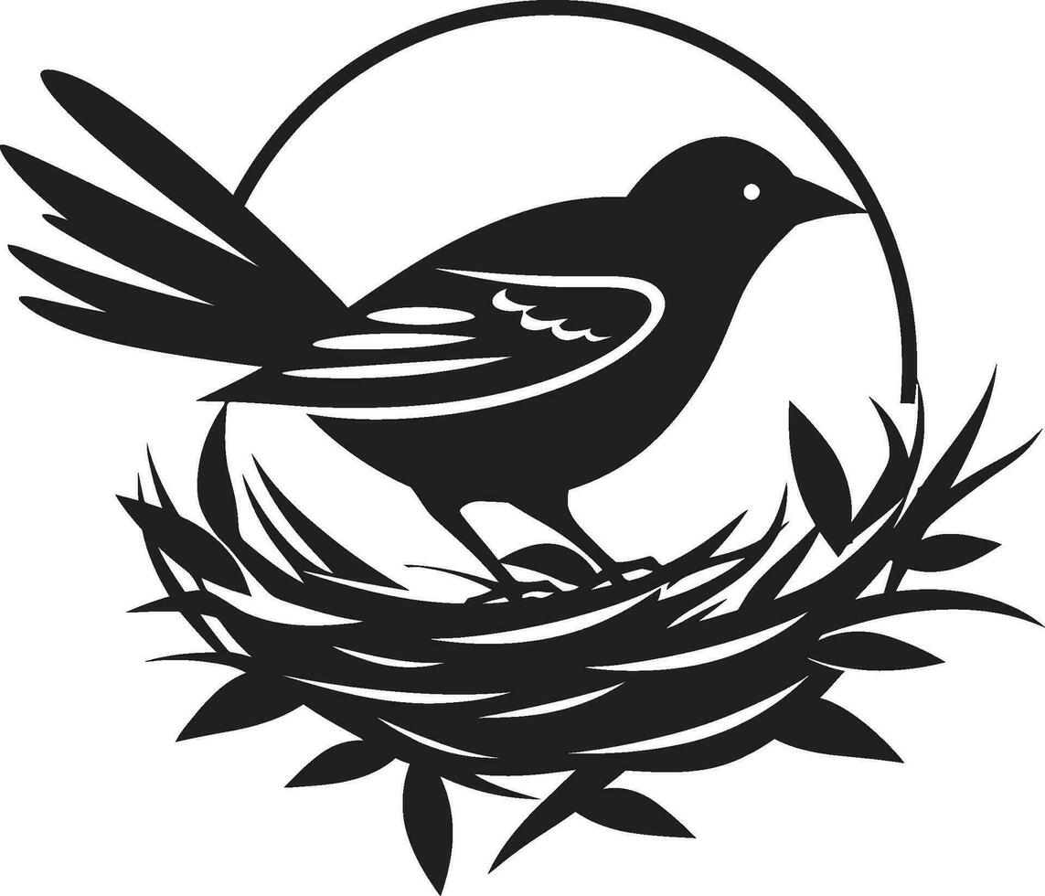 fågel s hamn vektor bo logotyp voljär byggare svart fågel ikon
