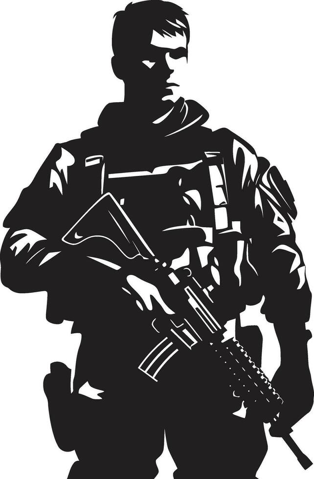 Krieger Tapferkeit schwarz Vektor Soldat Logo Defensive Wächter bewaffnet Soldat schwarz Symbol