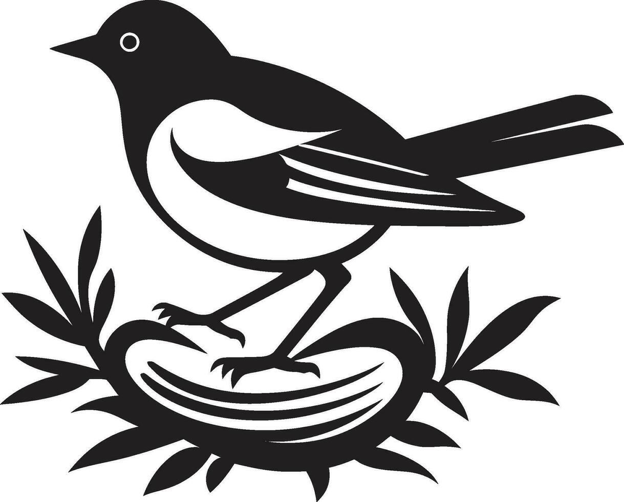 Antenne Kunst schwarz Nest Emblem Vogel s Oase Vektor Nest Logo