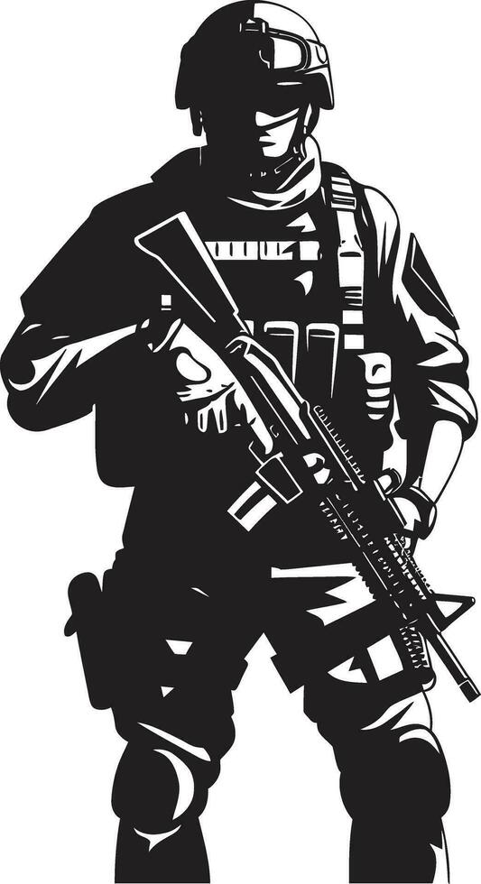 Krieger Wächter Vektor Soldat Symbol Verteidiger s Präzision schwarz Soldat Emblem