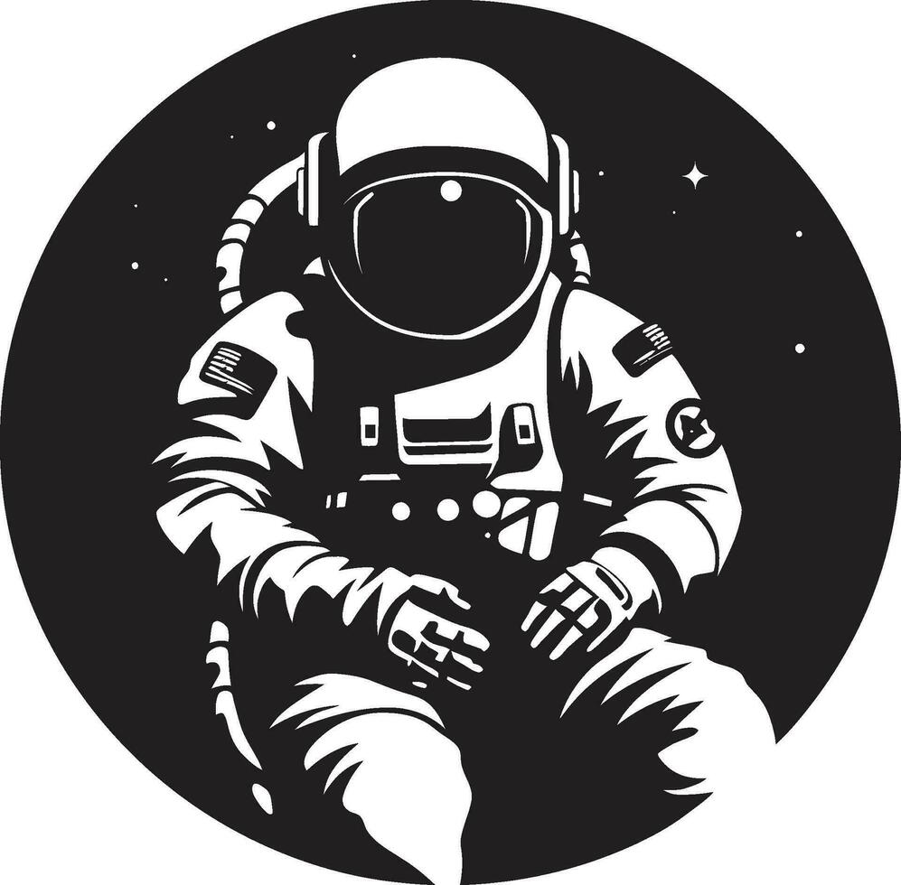 galaktisk gräns astronaut emblem design kosmisk förtrupp astronaut symbolisk ikon vektor