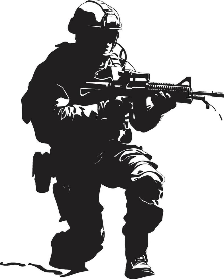 militant Wachsamkeit Soldat Vektor Design Schlacht bereit Krieger schwarz Emblem