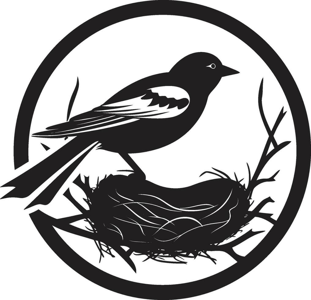 bo skapare svart fågel emblem avian assemblerare vektor bo design