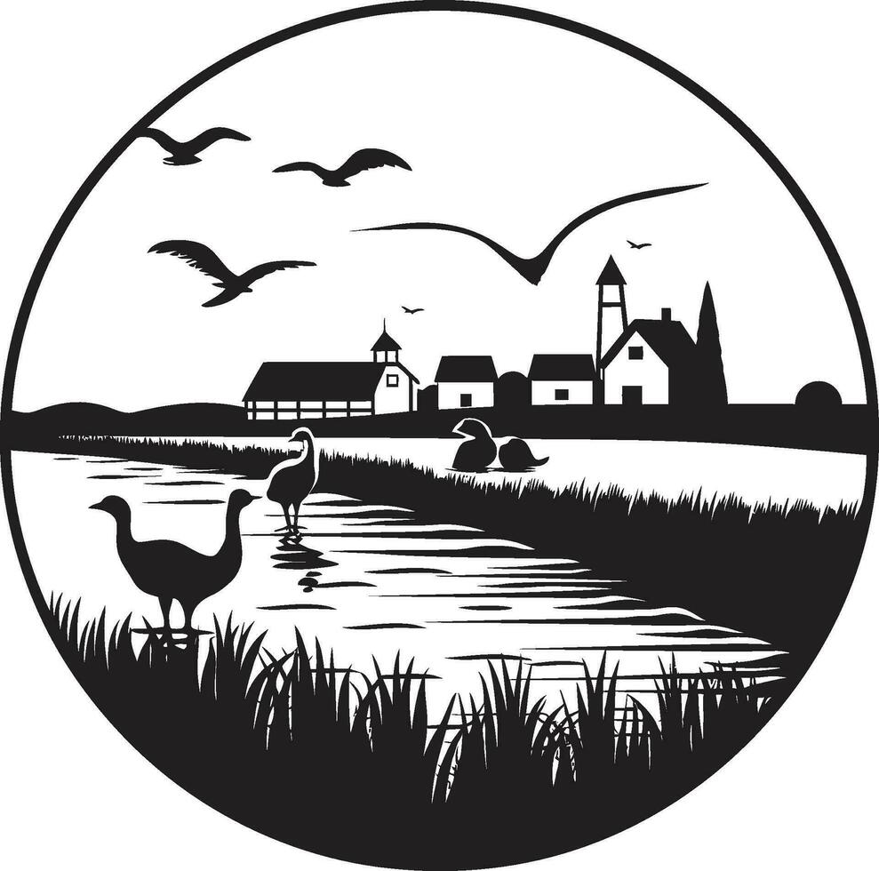 Heimstätte Ernte schwarz Vektor Logo zum Landwirtschaft Felder von Ruhe landwirtschaftlich Bauernhaus Emblem