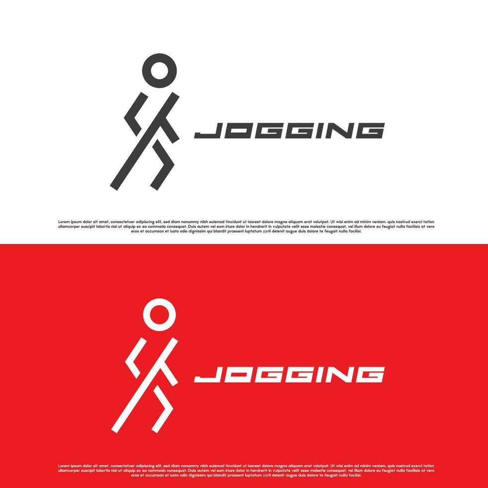 löpning man logotyp design illustration. ung idrottare människor övning fysisk kondition hälsa kropp sport löpning joggning klubb. modern minimal enkel platt ikon symbol energisk anda kraft uthållighet. vektor