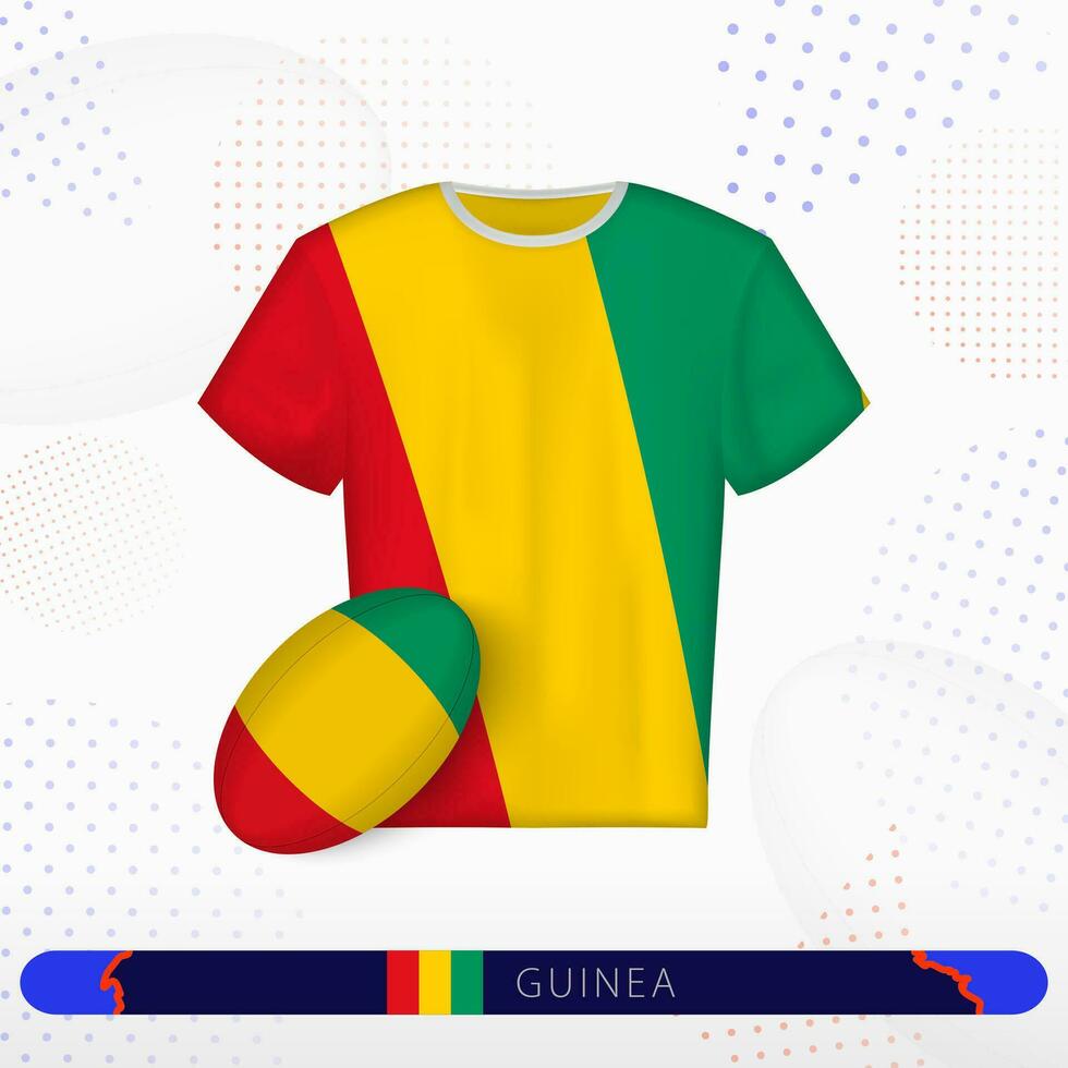 Guinea Rugby Jersey mit Rugby Ball von Guinea auf abstrakt Sport Hintergrund. vektor