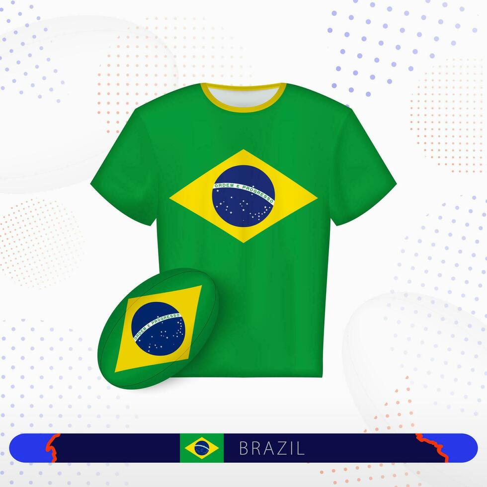 Brasilien rugby jersey med rugby boll av Brasilien på abstrakt sport bakgrund. vektor