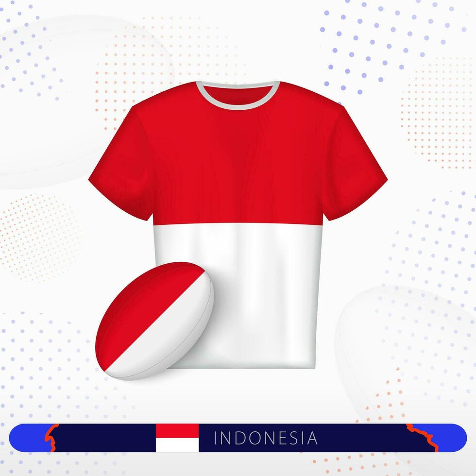 Indonesien Rugby Jersey mit Rugby Ball von Indonesien auf abstrakt Sport Hintergrund. vektor