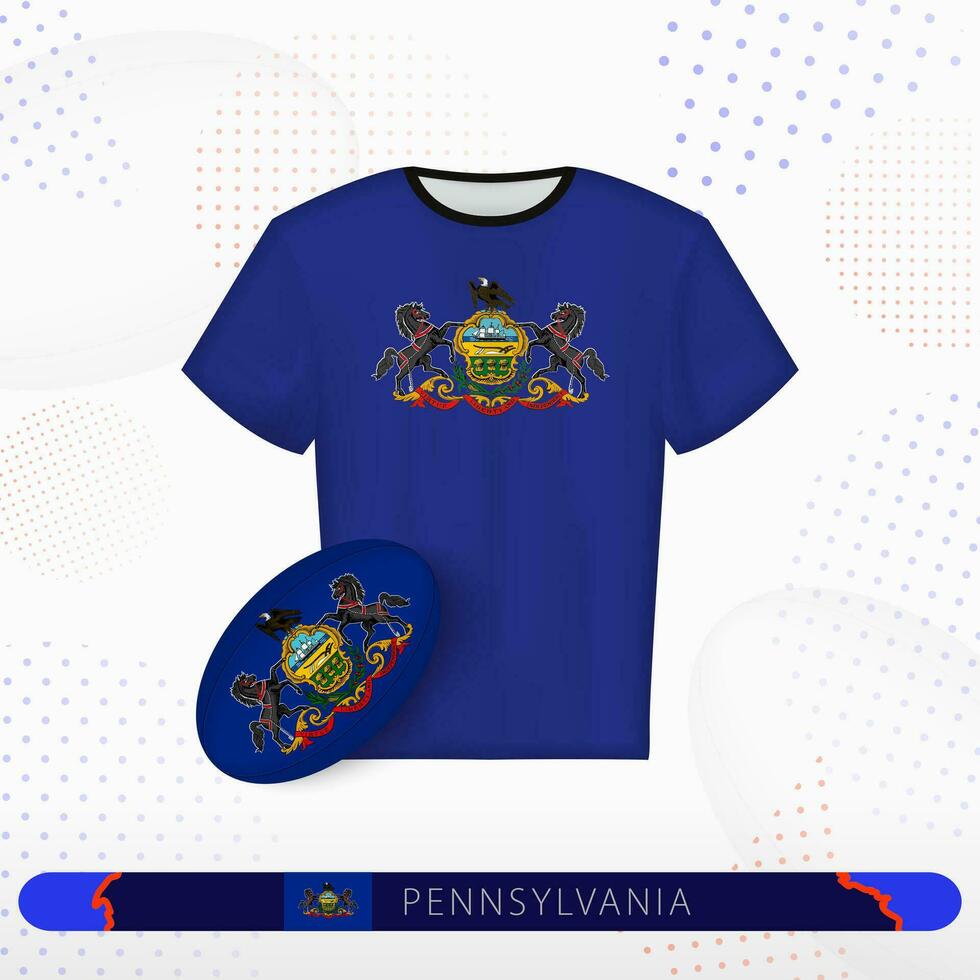 Pennsylvania Rugby Jersey mit Rugby Ball von Pennsylvania auf abstrakt Sport Hintergrund. vektor