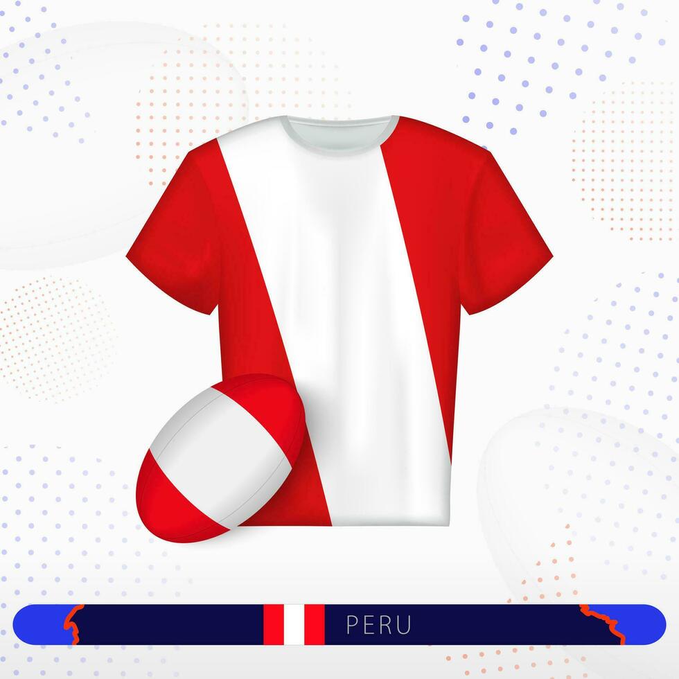 Peru Rugby Jersey mit Rugby Ball von Peru auf abstrakt Sport Hintergrund. vektor