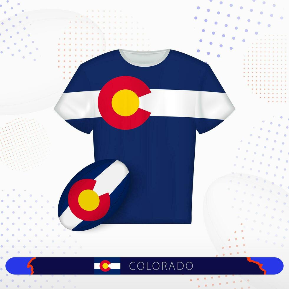 Colorado Rugby Jersey mit Rugby Ball von Colorado auf abstrakt Sport Hintergrund. vektor