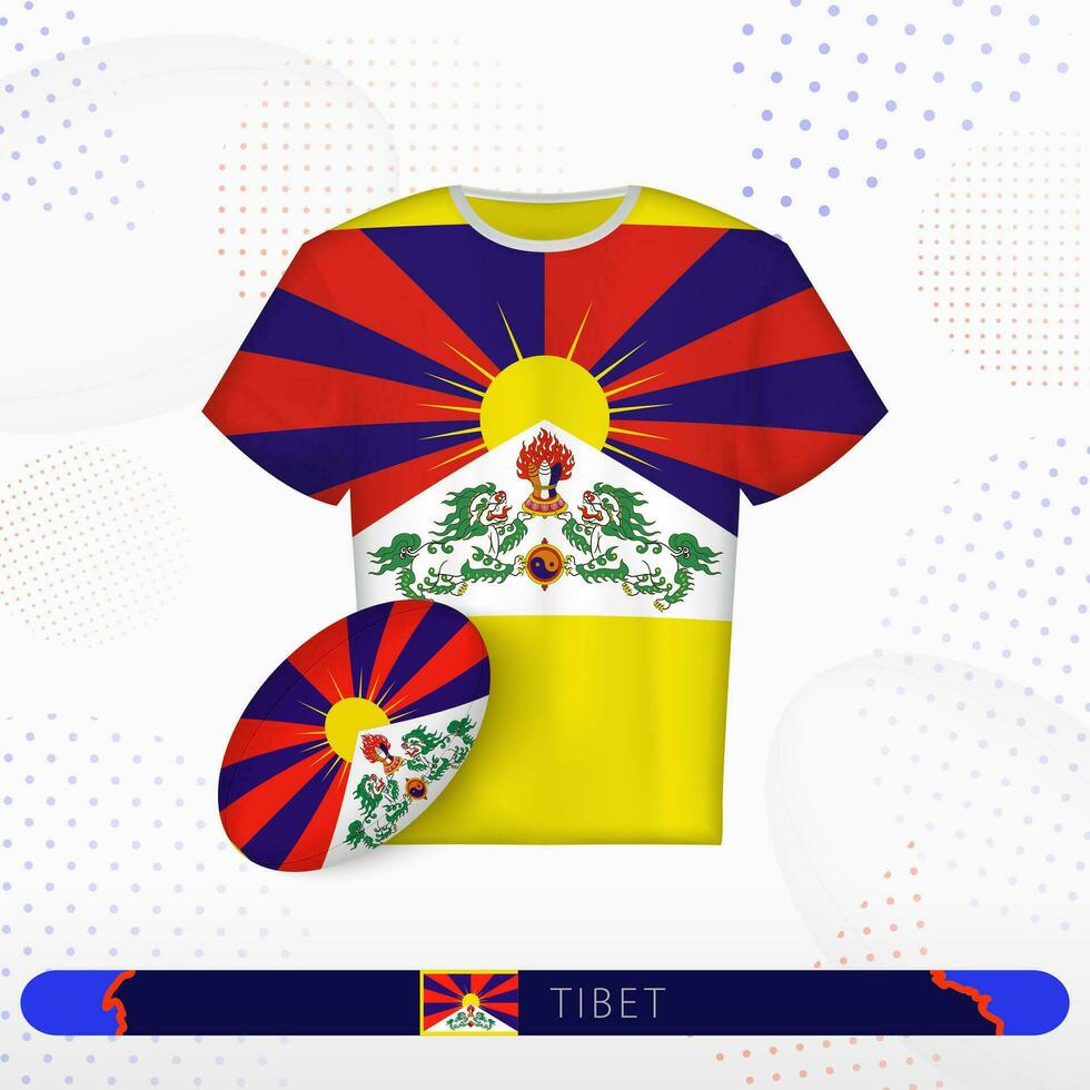 tibet rugby jersey med rugby boll av tibet på abstrakt sport bakgrund. vektor