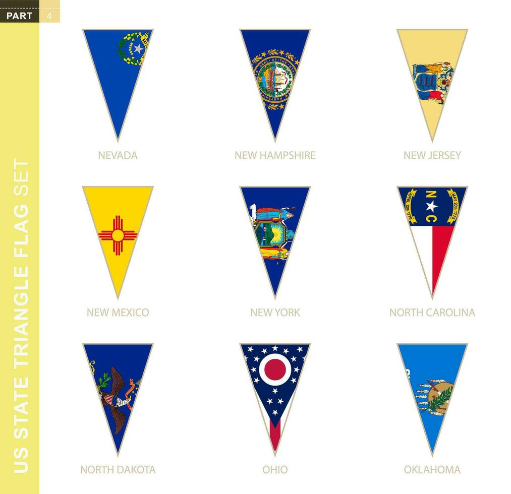 triangel USA stater flagga uppsättning, stiliserade stat flaggor vektor