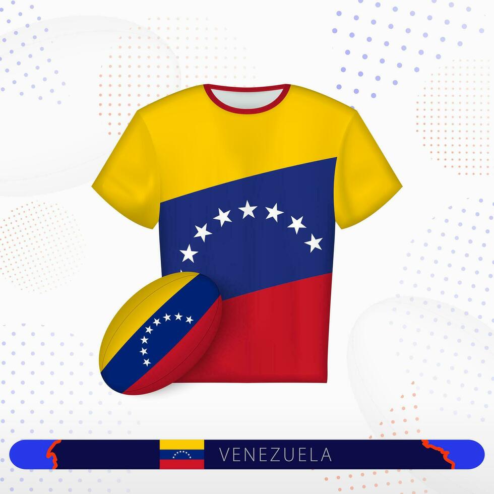 Venezuela Rugby Jersey mit Rugby Ball von Venezuela auf abstrakt Sport Hintergrund. vektor