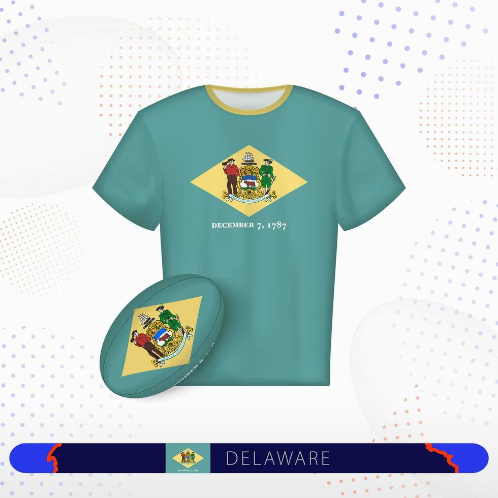 Delaware Rugby Jersey mit Rugby Ball von Delaware auf abstrakt Sport Hintergrund. vektor