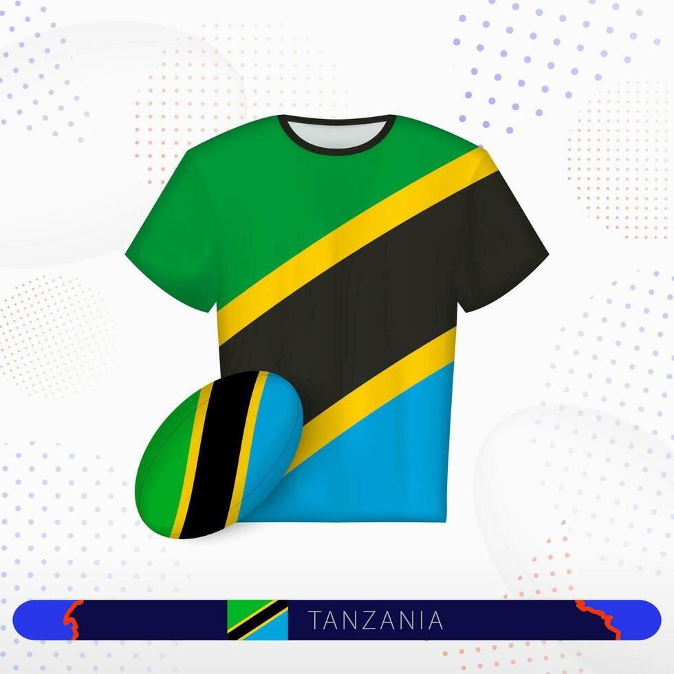 Tansania Rugby Jersey mit Rugby Ball von Tansania auf abstrakt Sport Hintergrund. vektor