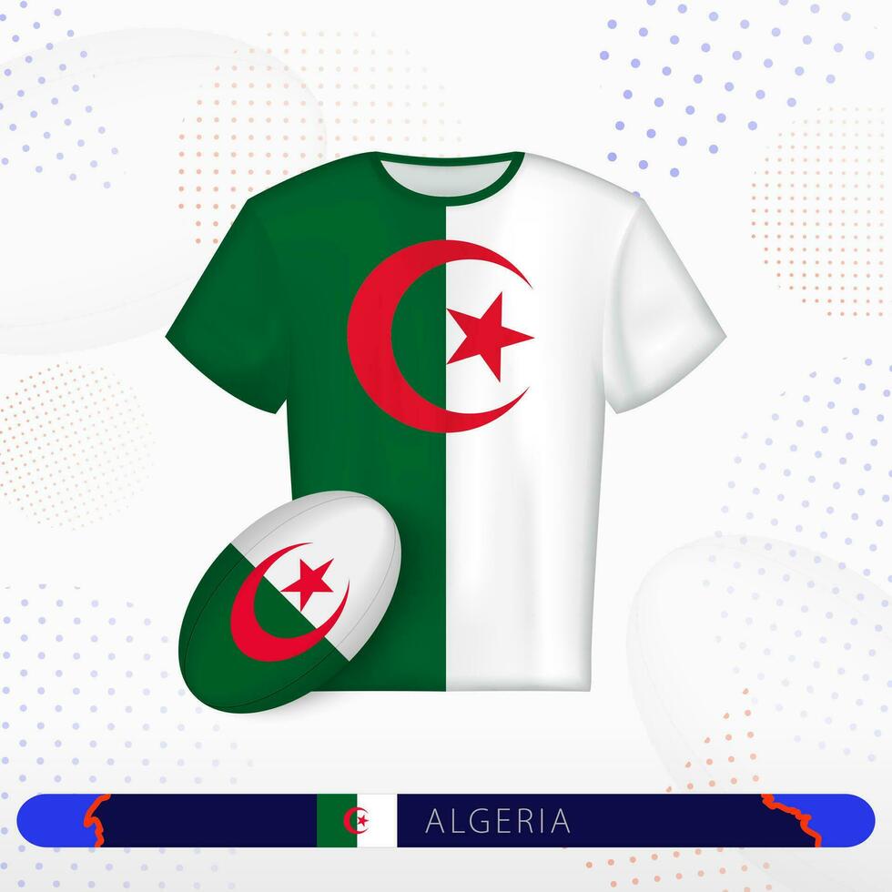 Algerien Rugby Jersey mit Rugby Ball von Algerien auf abstrakt Sport Hintergrund. vektor