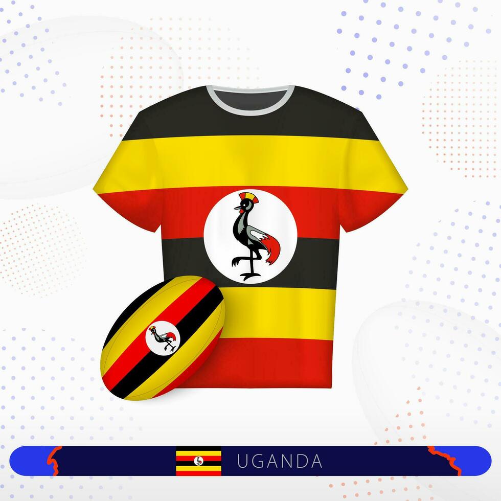 Uganda Rugby Jersey mit Rugby Ball von Uganda auf abstrakt Sport Hintergrund. vektor