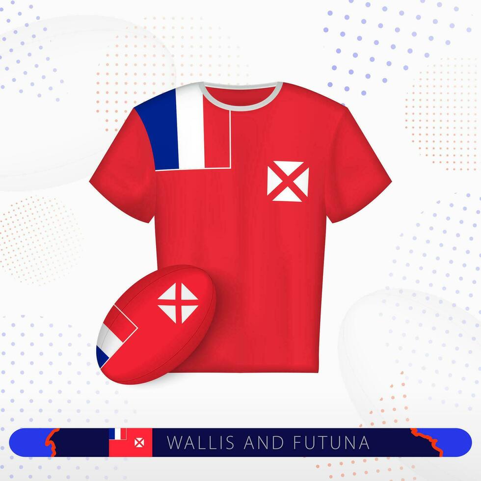 Wallis und futuna Rugby Jersey mit Rugby Ball von Wallis und futuna auf abstrakt Sport Hintergrund. vektor