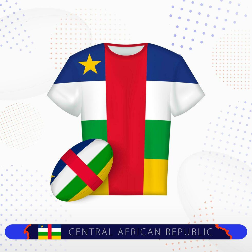 zentral afrikanisch Republik Rugby Jersey mit Rugby Ball von zentral afrikanisch Republik auf abstrakt Sport Hintergrund. vektor