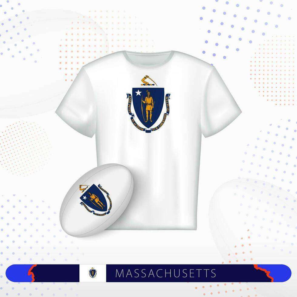 Massachusetts Rugby Jersey mit Rugby Ball von Massachusetts auf abstrakt Sport Hintergrund. vektor