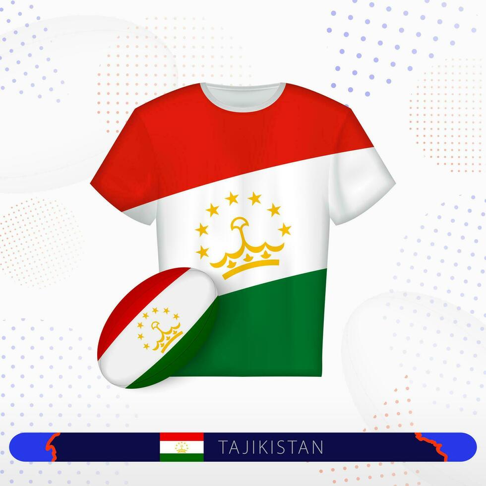 Tadschikistan Rugby Jersey mit Rugby Ball von Tadschikistan auf abstrakt Sport Hintergrund. vektor