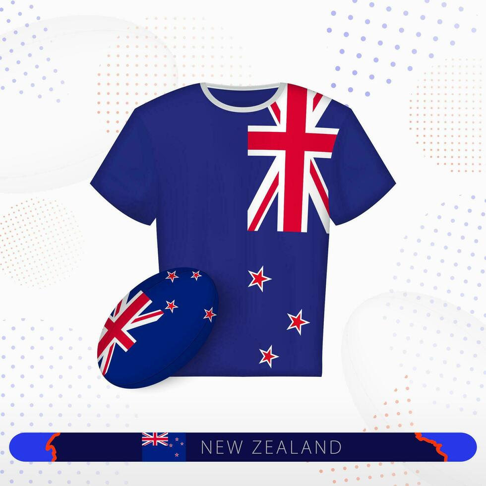 ny zealand rugby jersey med rugby boll av ny zealand på abstrakt sport bakgrund. vektor