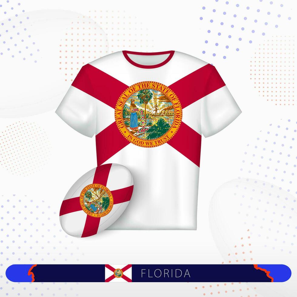 Florida Rugby Jersey mit Rugby Ball von Florida auf abstrakt Sport Hintergrund. vektor