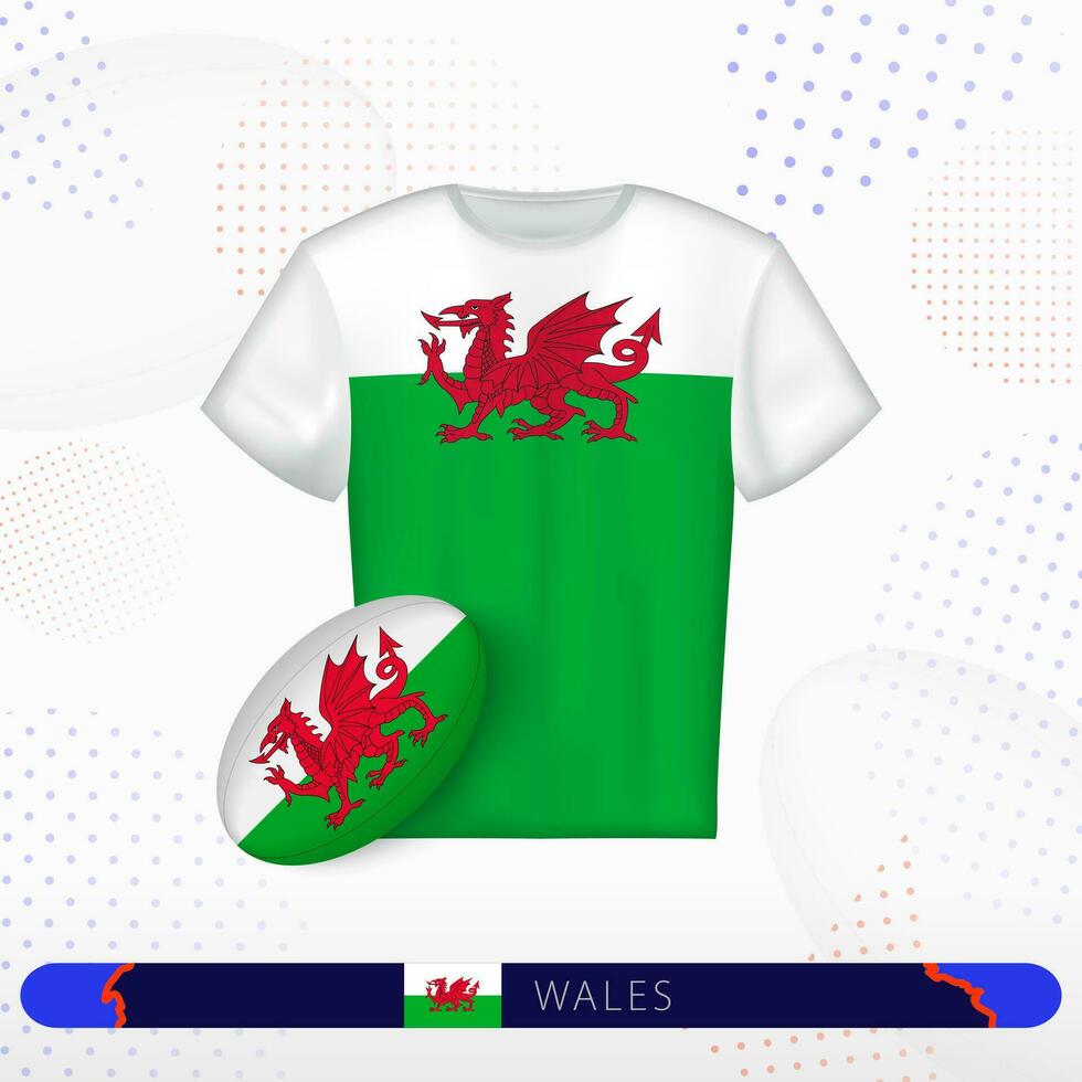 Wales Rugby Jersey mit Rugby Ball von Wales auf abstrakt Sport Hintergrund. vektor