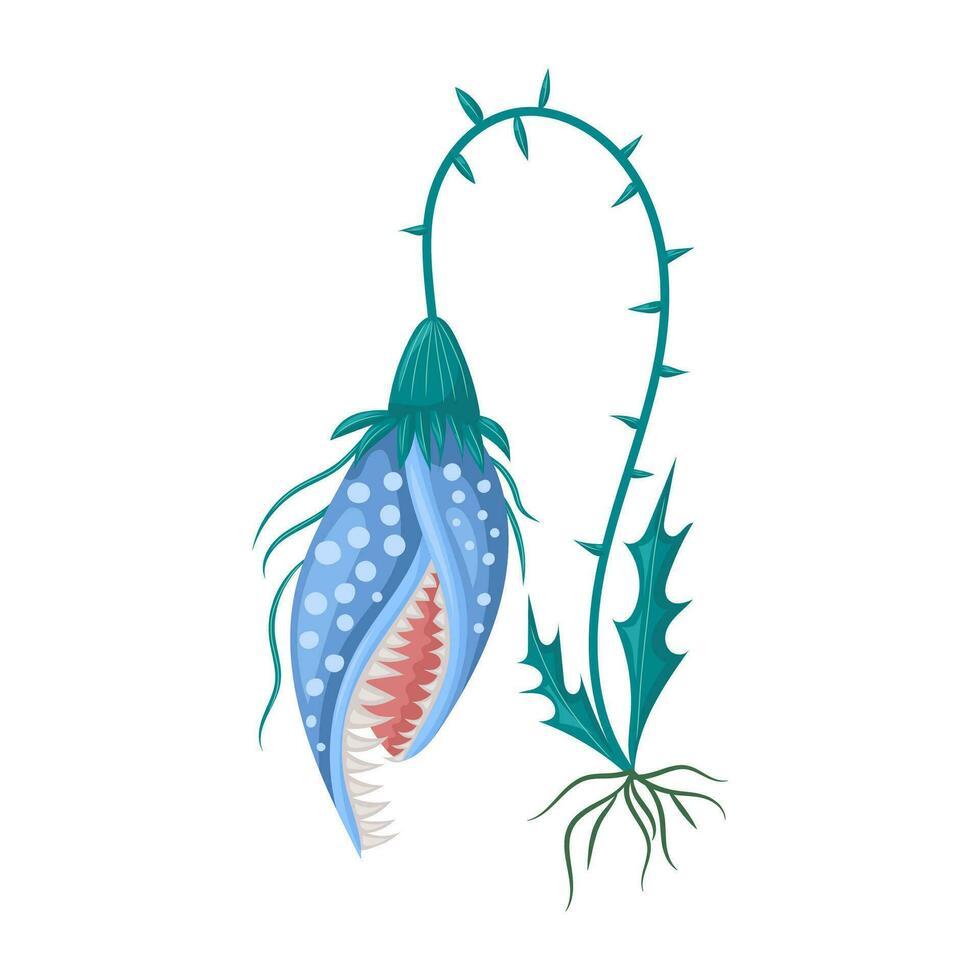 fantasi toothy blomma botanisk illustration. isolerat vektor illustration. för halloween, för spel, för design
