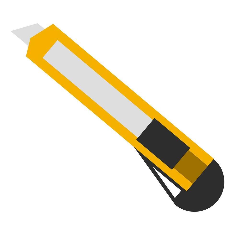 gul brevpapper kniv isolerat på vit bakgrund. kontor verktyg ikon papper fräs kniv i platt stil. vektor illustration