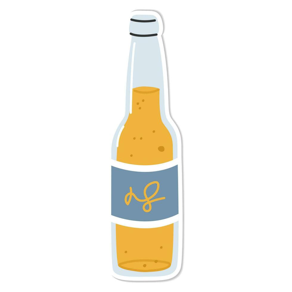 klistermärke flaska av öl isolerat vektor illustration, minimal design. lageröl öl glas ikon på en vit bakgrund. vektor illustration
