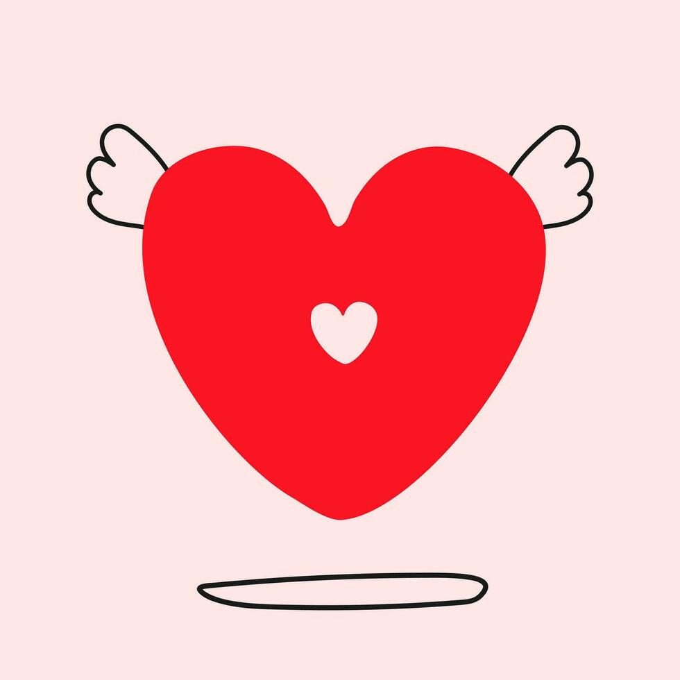 Herz mit Flügel Symbol. Liebe Symbol rot Herz mit Engel Flügel Grafik isoliert auf Rosa Hintergrund. romantisch print.vector.vector Illustration. vektor