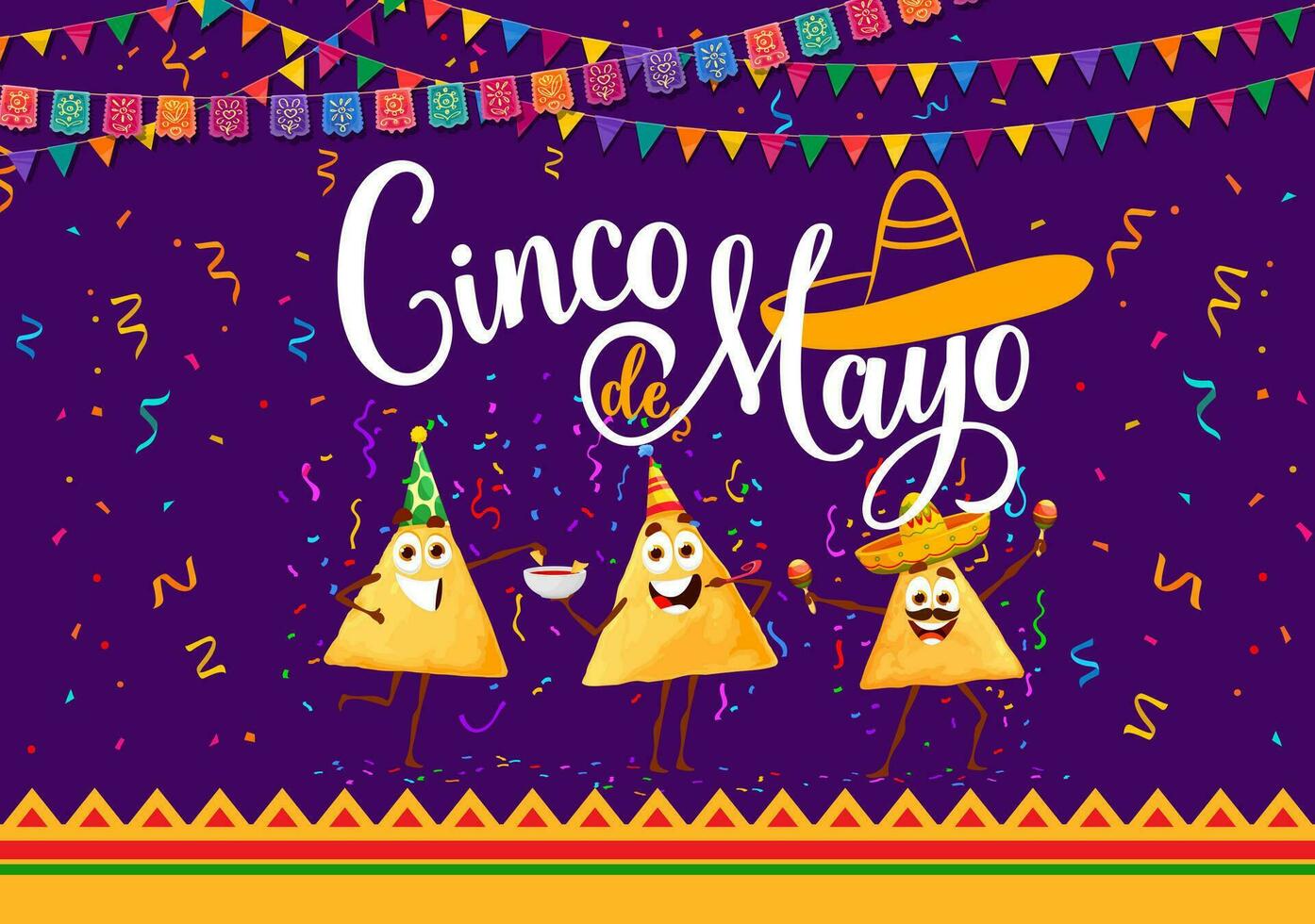 cinco de Mayo Urlaub Banner, Mexikaner Nachos Chips vektor