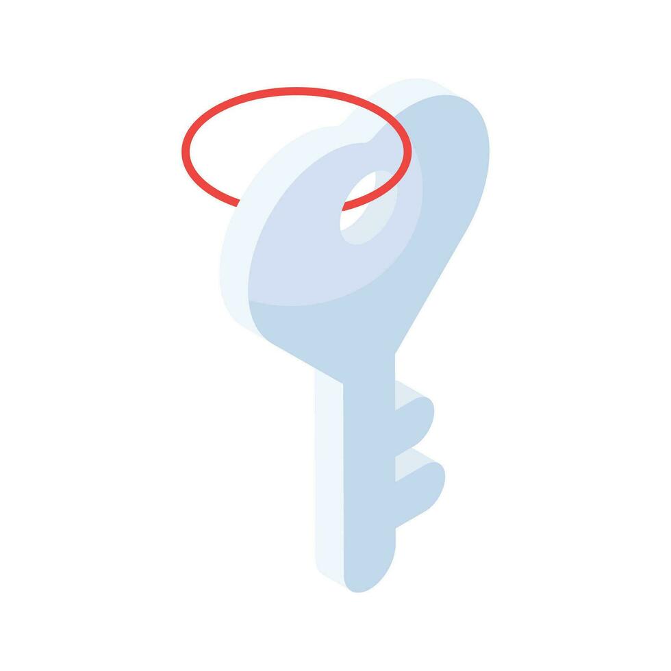 ein Symbol von Herz Schlüssel im isometrisch Design Stil, Liebe Schlüssel Vektor Design