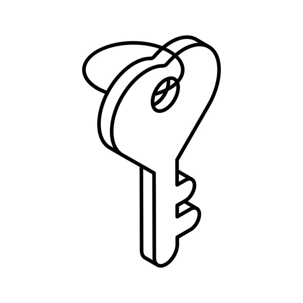 ein Symbol von Herz Schlüssel im isometrisch Design Stil, Liebe Schlüssel Vektor Design