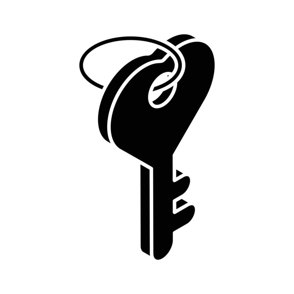 ett ikon av hjärta nyckel i isometrisk design stil, kärlek nyckel vektor design