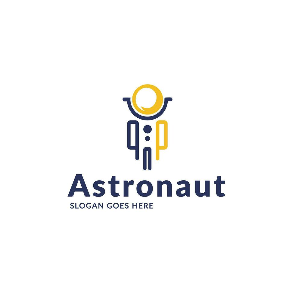 minimalistisk astronaut logotyp design med naiv Plats kostym och hjälm vektor