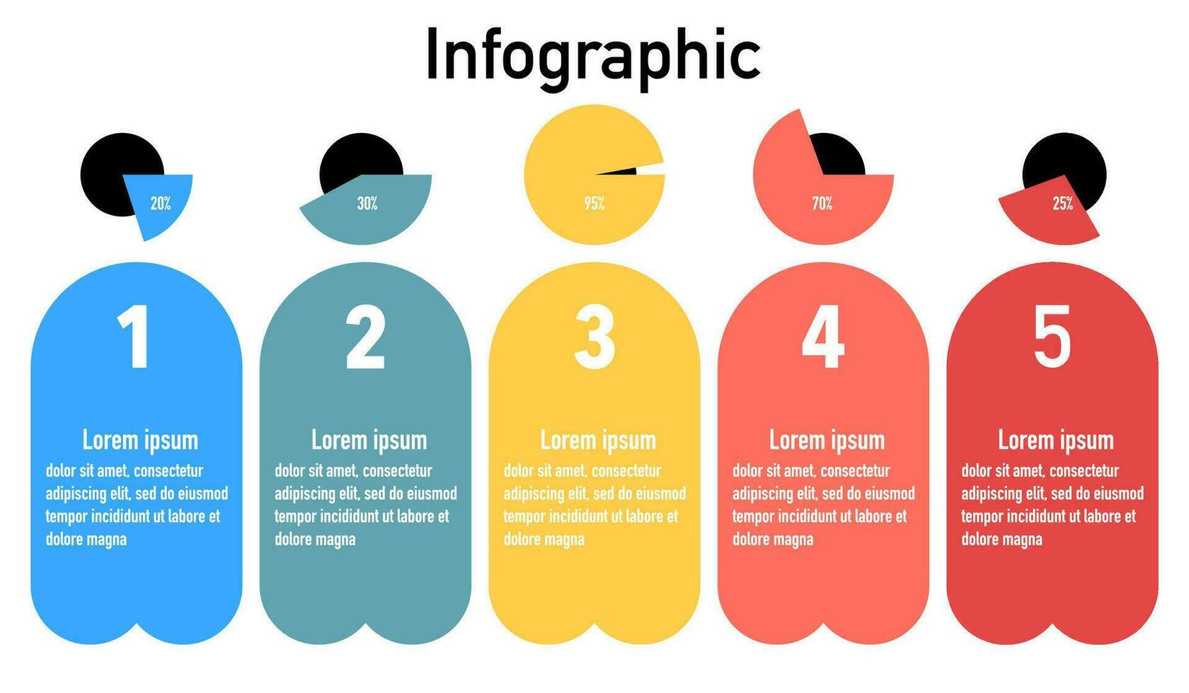 infographic mall för företag information presentation. vektor fyrkant och procentsats Graf geometrisk element. modern arbetsflöde diagram. Rapportera planen 5 ämnen