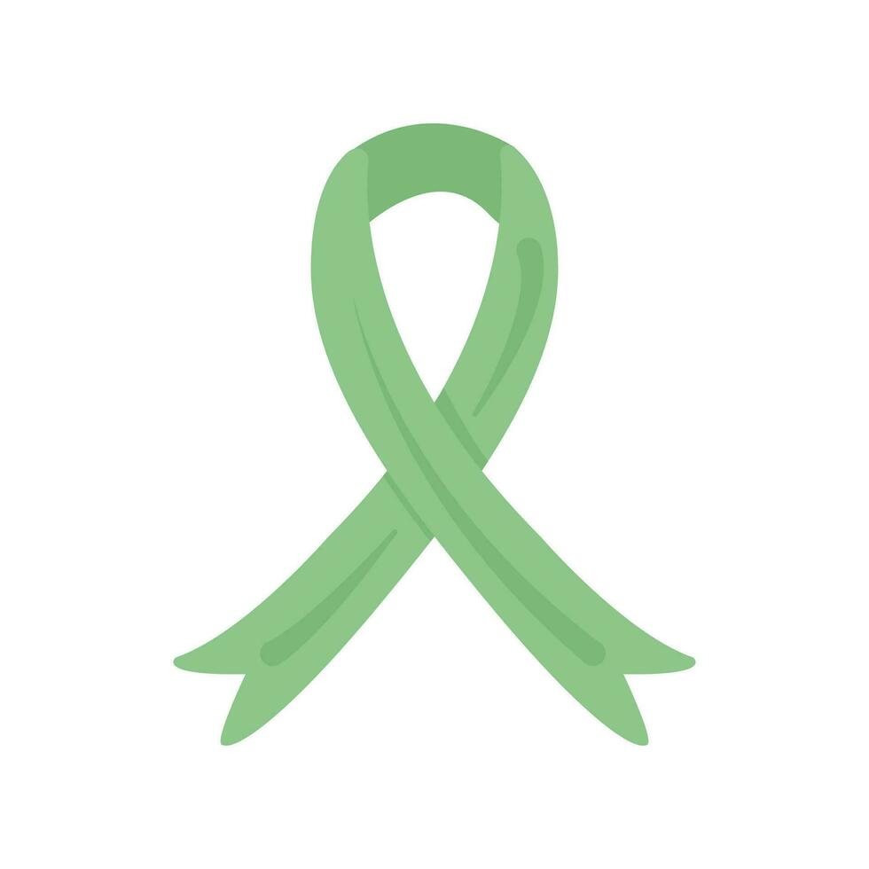 grön band internationell symbol av mental hälsa medvetenhet månad eller vecka i Maj. vektor illustration i platt stil isolerat på vit.