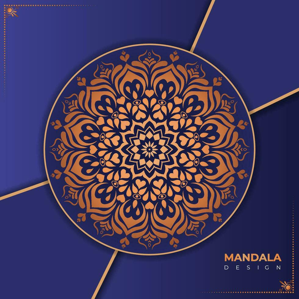 Luxus und Blumen- abstrakt Mandala Design Vorlage, Gold dekorativ abstrakt Mandala Design mit schön lila Hintergrund vektor