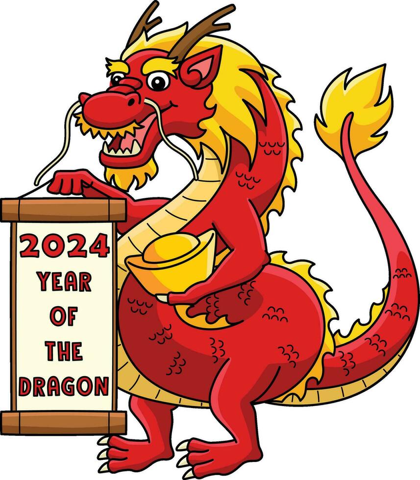 2024 Jahr von das Drachen Karikatur farbig Clip Art vektor