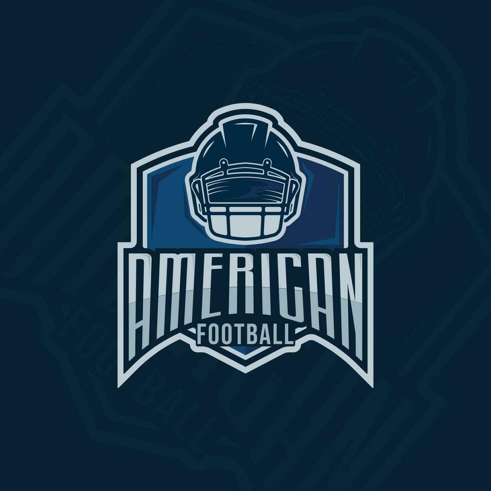 amerikan fotboll emblem logotyp vektor illustration mall ikon grafisk design. sport av hjälm tecken eller symbol för klubb eller liga begrepp med bricka