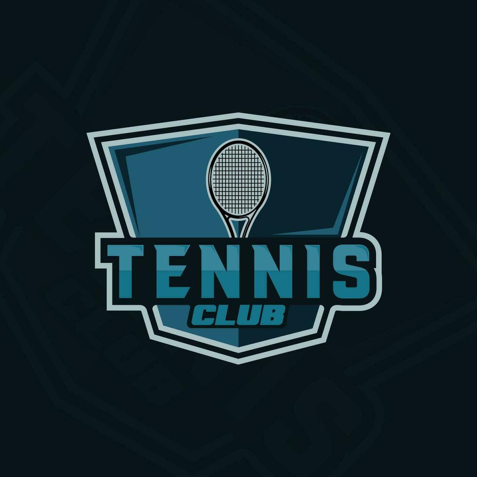 Schläger von Tennis Logo Emblem Vektor Illustration Vorlage Symbol Grafik Design. Sport Zeichen oder Symbol zum Verein oder Turnier mit Abzeichen